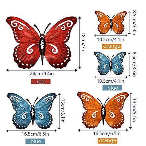 Aboxoo Metal Butterfly Wall Decor 3D Butterflies Wall Art Hanging Sculpture For Bathroom Living Room Bedroom Or Porch Patio Fence, Set Of 5 #TOP2