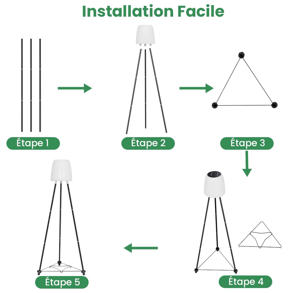 Lampadaire Solaire Exterieur RVB et Blanc Chaud, Étanche Lampe Exterieur sur Pied avec Capteur de Lumière et Trépied, Peut Contenir des Pots de Fleurs, pour Jardin, Cour, Chemin, Terrasse, Piscine
