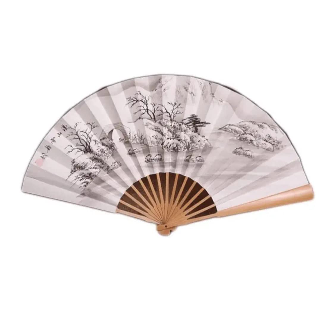 Abanico Plegable De Mano Fiesta Accesorios Abanico Plegable De Papel Tradición China Mano Patrón Pintado A Caligrafía para Decoración del Hogar(C)