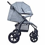 Daliya® Variyo Buggy Kinderwagen Jogger XXl Sonnenverdeck Lederbezug Kautschuk Hartgummi Räder (Set 00, Grau)