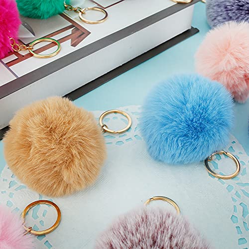 camouflage net 20 Farben Plüsch Schlüsselanhänger, Bunte Flauschige Pompons Keychain, Plüsch Ball Anhänger für Rucksack Tasche Schlüsselring Dekor Cover