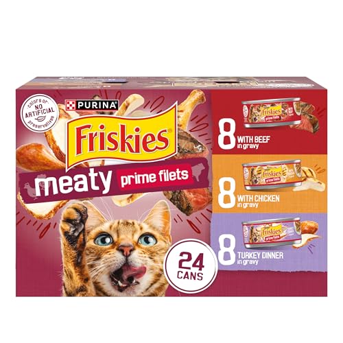 Purina Friskies Gravy Wet Cat Food Variety Pack, Prime Filets Meaty Favorites - (Pack of 24) 5.5 oz....