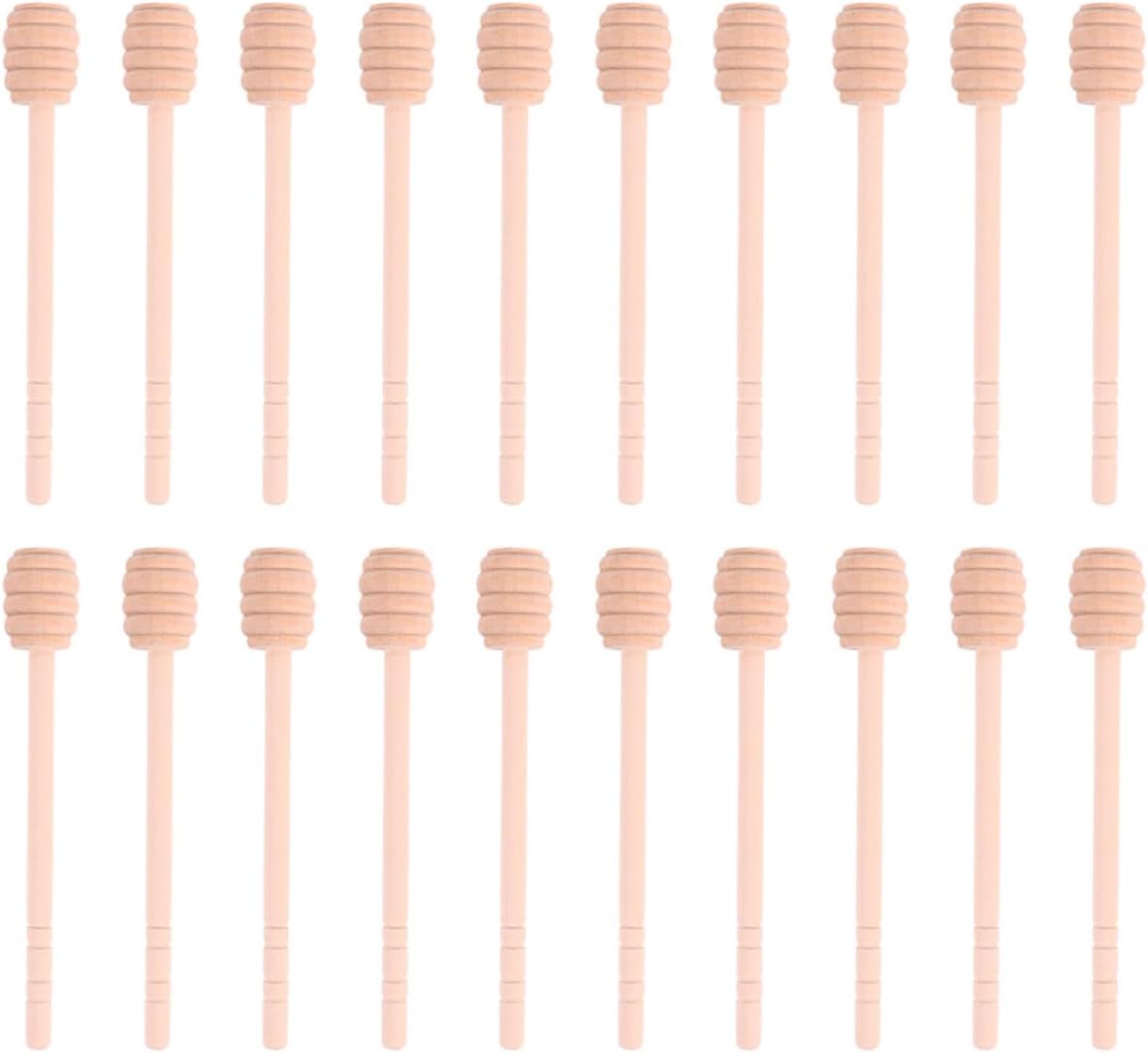 25pcs Wooden Honey Dipper Sticks 15cm with Grooved Design Long Handle Honey Stirring Rods for Kitchen and Household Use