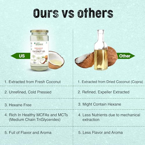 Image of Just Organik Organic Extra Virgin Coconut Oil, 350 ML