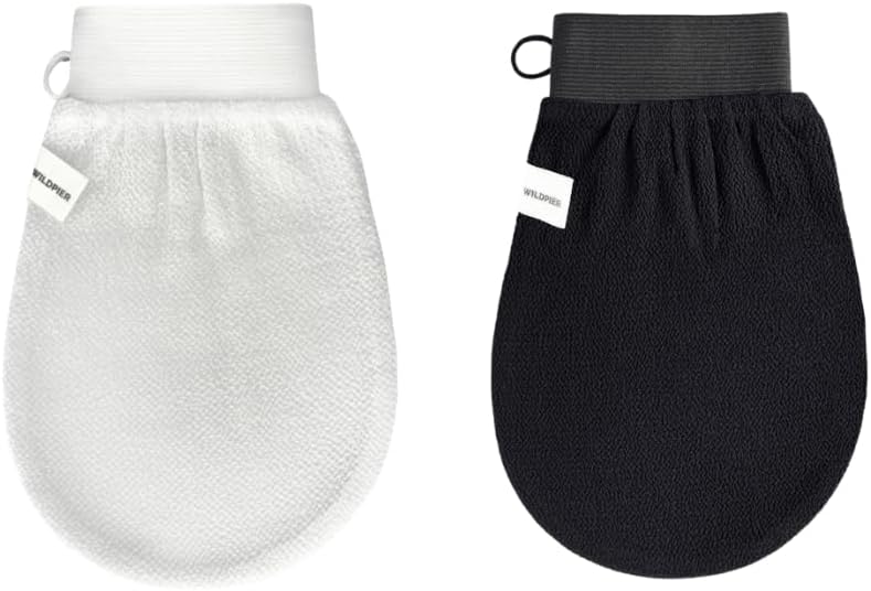 Wildpier Beauty Exfoliating Glove and Luxe Exfoliating Glove - 2 Pack Mitt Body Scrub for Bath Shower Spa Hand Exfoliator Gloves, Dead Skin Cell Remover, Plant Based
