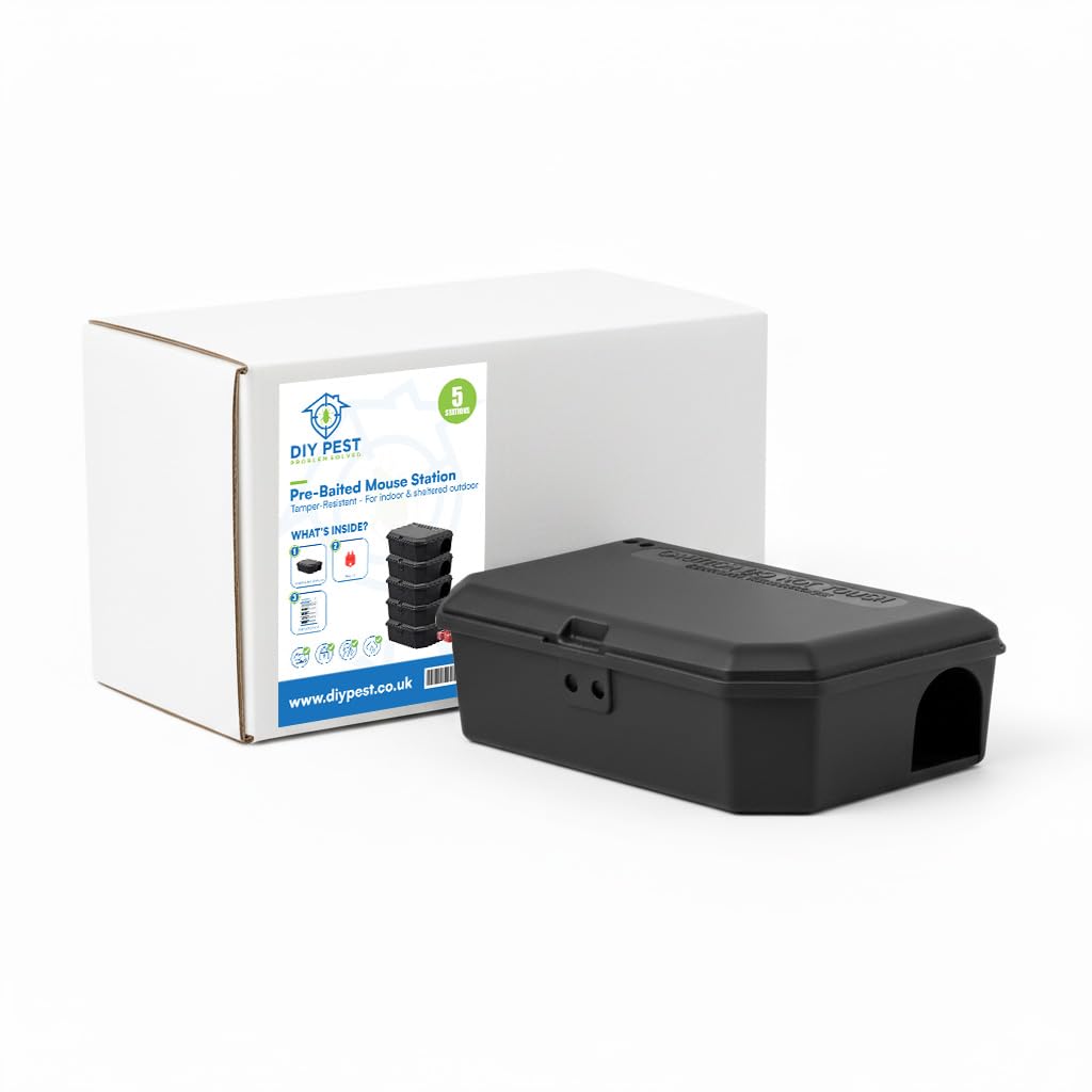 Lockable Mouse Bait Station with Clear Lid, Tamper-Resistant Bait Box for Indoor & Sheltered Outdoor Use (5)