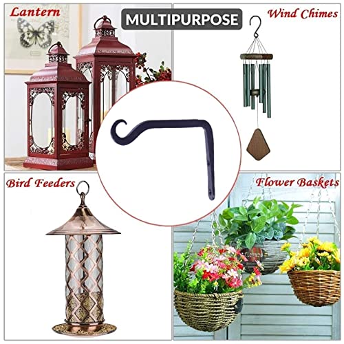 Image of Metal Wall Hook Hanging Plant Bracket Decorative Straight Plant Hanger for Pots, Bird Feeder, Planters, Lantern, Macrame, Wind Chimes Indoor | Outdoor (Pack of 4, S Black 27)