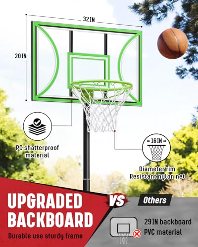 Seray Kids Basketball Hoop with 32IN Backboard, 3-9FT Adjustable Height Outdoor Swimming Pool Basketball Goal, Indoor Portable Basketball Hoop for Youth/Toddler in Backyard/Driveway/Poolside/Room