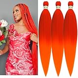 Red Orange Braiding Hair Pre stretched Kanekalon Synthetic Braiding Hair Extensions for Braids
