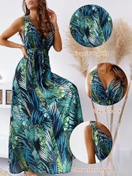 Zomerjurk voor dames, lange maxi-jurk, zomer, V-hals, jurk Zomerjurk voor dames, lange maxi-jurk, zomer, V-hals, jurk