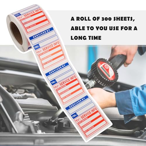 Image of 300PCS Car Oil Change Stickers for Windshield,Next Service Due Sticker,2 inchx2 inch Removable Vinyl Stickers for Most Cars Trucks SUVs (Blue Red 2)