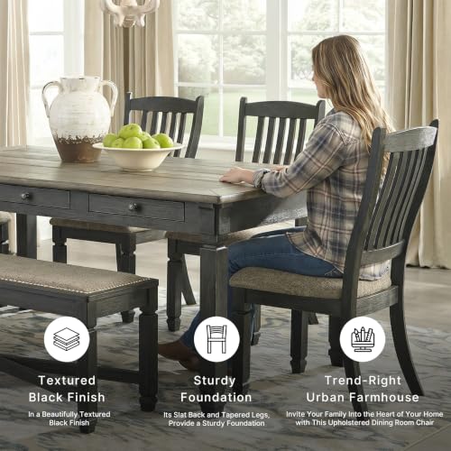 Image of Signature Design by Ashley Ralene Transitional Faux Leather Dining Chair with Cushioned Seat, Set of 4, Medium Brown & Black
