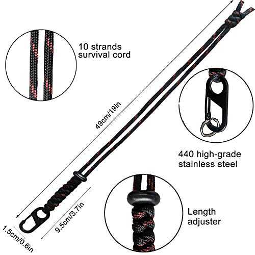 Bsgb 2Pcs Paracord Lanyard Adjustable Neck Strap Keychain Survival 550 Fish & Fire Cord Military Grade Parachute Rope With Metal Hook For Outdoor #TOP2