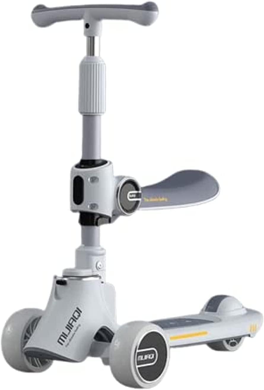 Neo Classic 5in1 Scooter for Kids - Wheel LED Lights, Adjustable Lean-to-Steer Handlebar, and Foldable Seat - Sit or Stand Ride with Brake Ages 1-12 Years Old