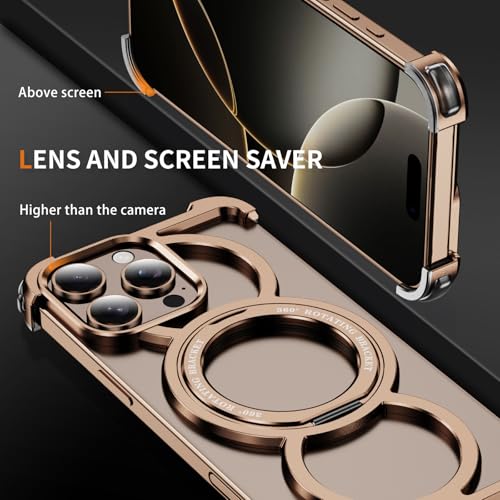 Coque iPhone 16 Pro Max sans cadre noire avec support rotatif 360 - 4