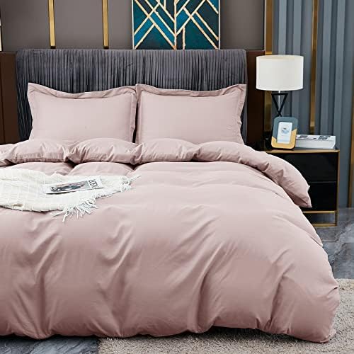 BBANGD California King Duvet Covers - Ultra Soft and Breathable Bedding Comforter Sets Washed Microfiber 3 Pieces with Zipper Closure Duvet Cover and 2 Pillow Shams (Pink)
