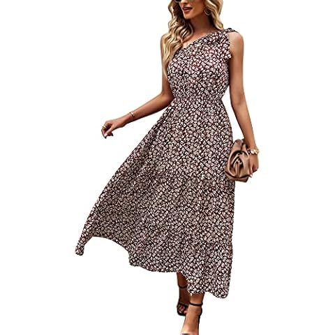 Vestido Maxi Verano Boho Floral Un Hombro Cover