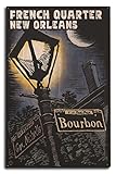 New Orleans, Louisiana, French Quarter, Bourbon Street, Scratchboard Birch Wood Wall Sign (10x15...