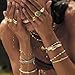 Natural Gemstone Gold Rings for Women Non Tarnish Stainless Steel Stackable Chunky Ring (Green Aventurine, 10)