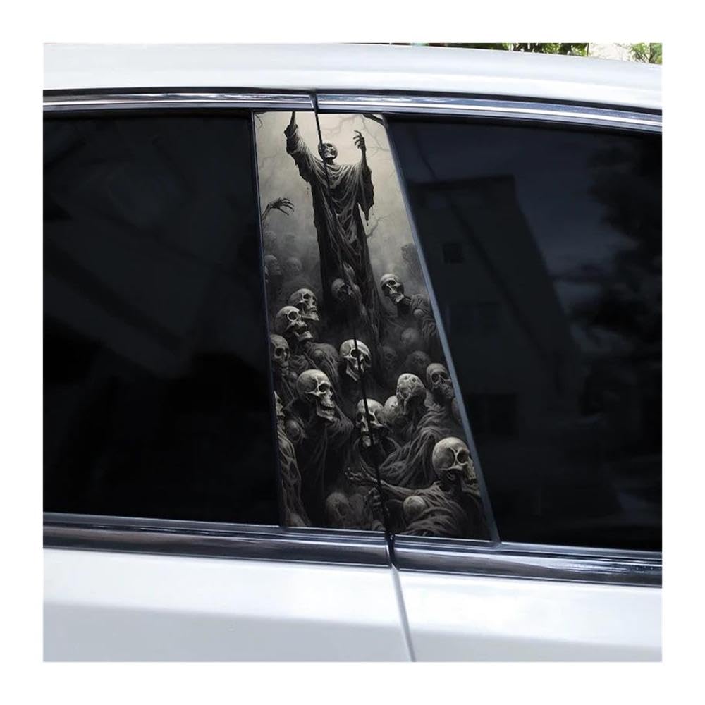 Decorative Items 2pcs Horror Series Decals Car B Pillar Waterproof Stickers(E)