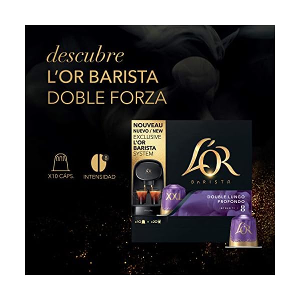 L'OR BARISTA Cápsulas Doble Lungo Profondo Intensidad 08 - Pack de 5 x 10 [Total 50 cápsulas] - Imagen 4