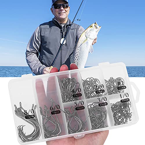 image for LIFSOBEUT 150PCS Premium Fishhooks, Carbon Steel Fishing Hooks , Stron