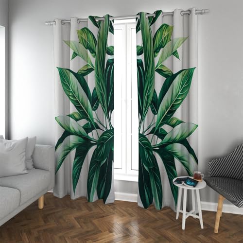 PARREN Hojas botánicas Tropicales Cortinas Opacas para la Sala Estar Cocina Boho verCortinas Ventanas con Aislamiento térmico Decoración Oscurecimiento la habitación W140xL260cm 2 Paneles