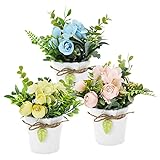 -Alta Calidad- Los ramos de flores artificiales está hecha de plástico, es duradera, a prueba de rayos uv y resistente a la decoloración, combina fácilmente diferentes estilos de decoración.