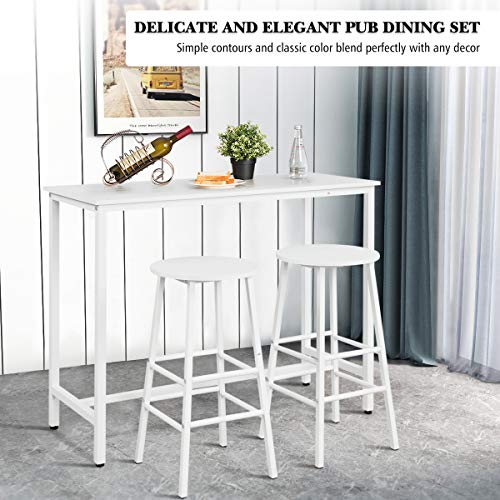 image for COSTWAY 3-Piece Pub Table Set, Bar Table with 2PCS Backless Bar Stools