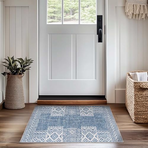 jinchan Area Rug 2x3 Ultra-Thin Door Mat Washable Vintage Boho Geometric Entryway Rug Non-Slip Non-Shedding Carpet for Bathroom Bedroom Laundry Room B