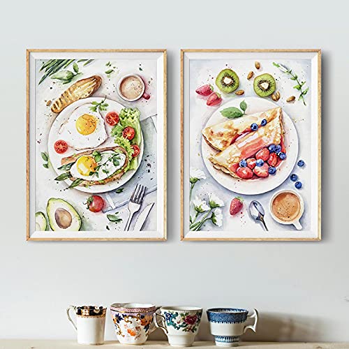 Impressions sur toile pour cuisine lot de 2 affiches humour brunch grand format sans cadre
