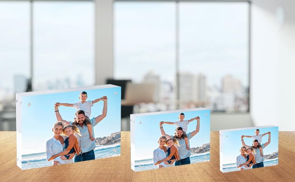 Miniatura 7 de JUOIFIP Paquete de 2 marcos de fotos acrílicos de 5 x 7 pulgadas, grosor superior, 0.945 in, marco magnético de doble cara, marcos transparentes