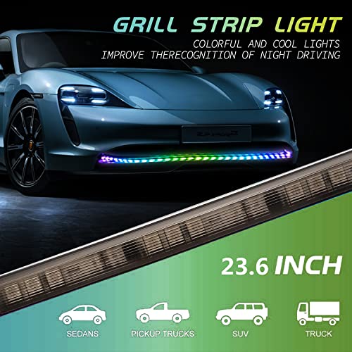 Car Led Light Strip Exterior Waterproof 24Inches Rgb Multicolor Drl Led Strip Lights For Car Front Bumper Grille Light,With Turn Signal Light, For Car Daytime Running Light For Cars,Suvs,Trucks #TOP1