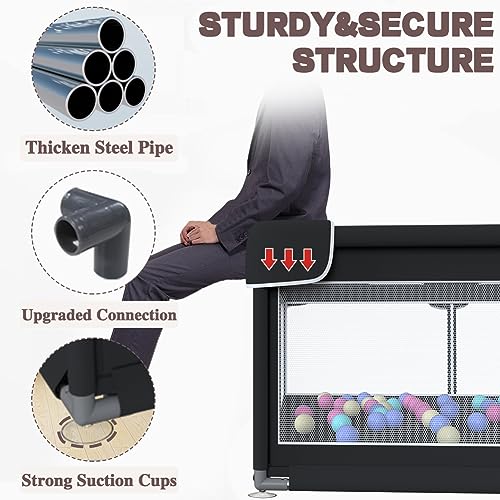 Extra Large Baby Playpen For Babies Toddlers 59"X70" -Portable Baby Playard With 2 Door For Indoor - Black Baby Play Yard Fence With 50 Ocean Balls 2 Pull Rings A Storage Bag #TOP2