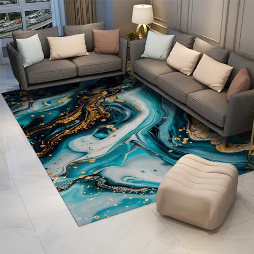 Tapis de texture en marbre bleu grand format 150x240cm haut de gamme