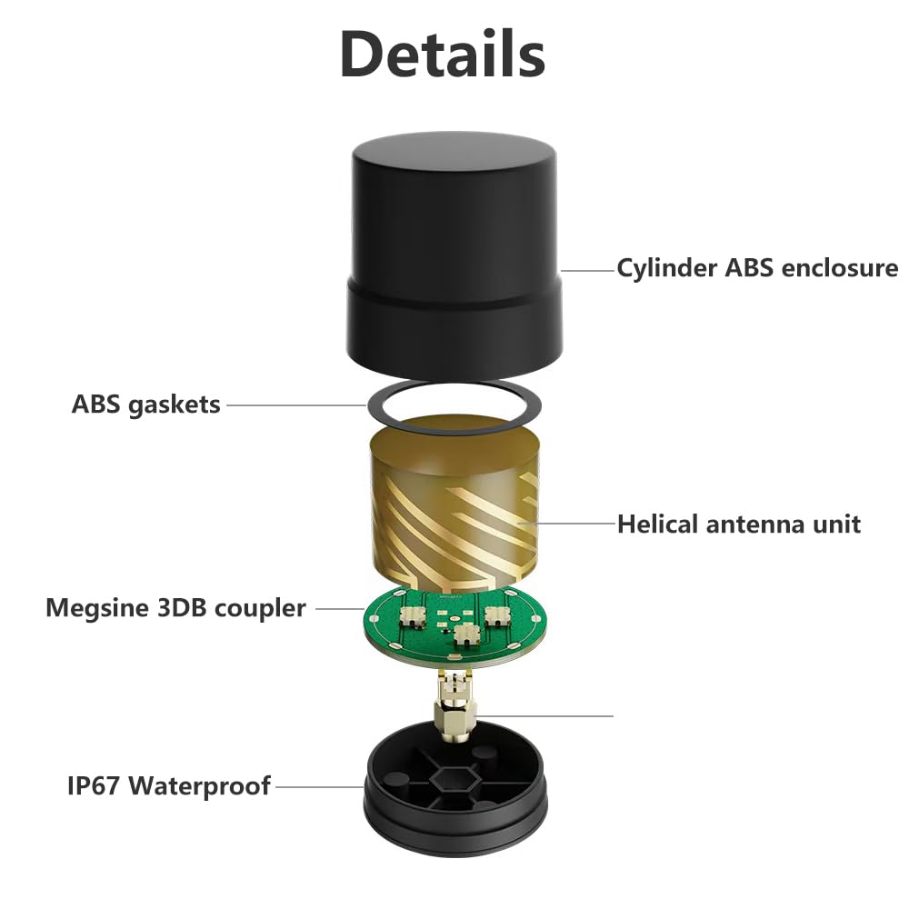 RTK GNSS Antenne active haute précision Helix Positionnement GPS GLONASS Beidou BDS Galileo UAV 4 étoiles multi-fréquences à gain élevé SMA Connecteur antenne Slinkdsco