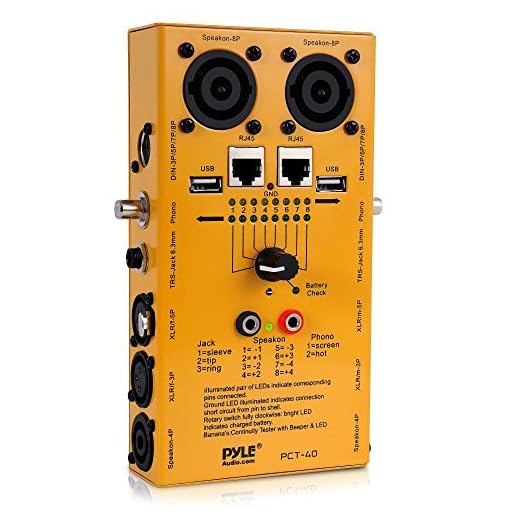 12-Plug Pro Audio Cable Tester - 12-in-1 Line Finder, Continuity Checker, Wire Tracker w/ Internal Battery, LED Light Indicator - Supports 12 Types of Cables, USB, RJ45, XLR, and More - Pyle PCT40