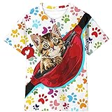 Asylvain Camiseta de manga corta con estampado 3D para niños de 6 a 16 años, 14- 16 años