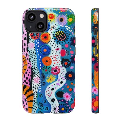 Coque rigide iPhone 13 anti-rayures motif floral abstrait animal