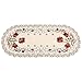 Mutuer Cubierta de Mesa, Camino de Mesa Bordado Hueco con Flores Rojas y Flores, Mantel de Corte, decoración de Mesa para la Cocina del hogar(Oval)