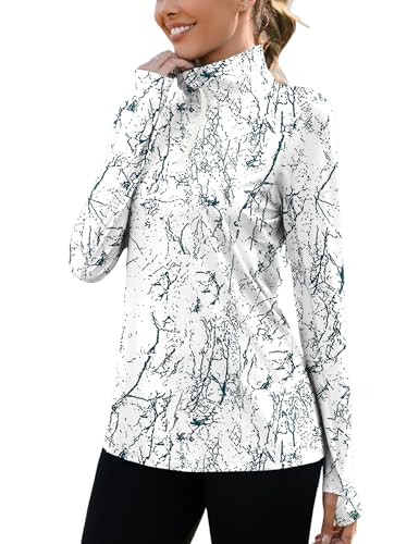 LUYAA Womens 1/4 zip UPF 50+ Sun Shirt SPF Long Sleeve Lightweight UV Protection Clothing Hiking Fishing Outdoor