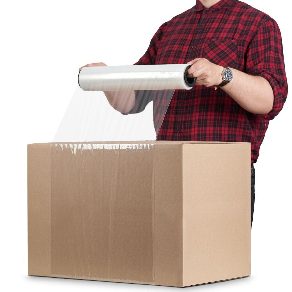 RAGO Film Étirable Déménagement Transparent – Lot De 6 Rouleaux Avec Poignée, 150 M × 40 Cm, 23 Microns, Film Palette Emballage Robuste Avec Distributeur, Idéal Déménagements & Stockage