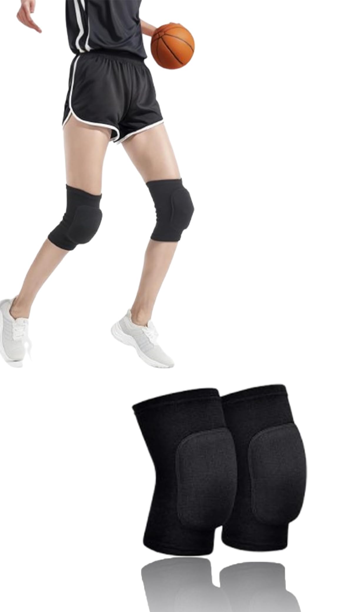 1 Pair Versatile Knee Pads for Active Lifestyles - Volleyball, Dance, Yoga, Sports - Soft & Breathable - Men, Women, Kids - M, Black