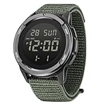 Digital Watch Military Watches for Men Black Tactical Sports Waterproof Men's Women's Wrist Watch with LED Backlight Nylon Band Stopwatch,Green