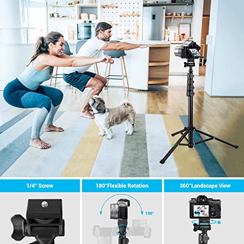 Nineigh Phone Tripod Stand, 72" Selfie Stick Tripod Portable Travel Tripods, Aluminum Hose Phone Stand Tripod For Video Recording Photo Vlog Compatible With Iphone Plus Ipad Cellphone Cameras #TOP5