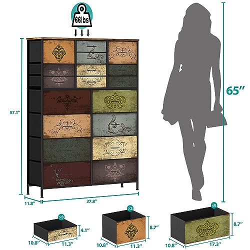 Dresser-for-Bedroom-with-18-Drawers-Tall-Fabric-Storage-Dresser-Chest-of-Drawers-for-Closet-Nursery-Bedside-Living-Room-Laundry-Entryway-Hallway-Pattern Dresser for Bedroom with 18 Drawers Tall Fabric Storage Dresser Chest of Drawers for Closet Nursery Bedside Living Room Laundry Entryway Hallway Pattern