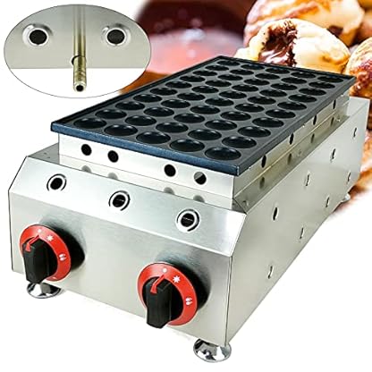 Waffeleisen, Edelstahl, antihaftbeschichtet, 3 Gitter, Taiyaki-Fisch-Waffelmaschine, kommerzielle LPG-Waffelbackmaschine, leicht zu reinigen, schnelles Kochen für zu Hause (Schwarz + Silber, 50 Löch – Bild 6