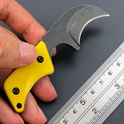 Ccanku C1294 Fixed Blade Knife,9Cr18Mov Blade G10 Handle Edc Tool Knife Neck Knife For Outdoor, Camping, Hiking, Fishing With Kydex Sheath (Yellow) #TOP5