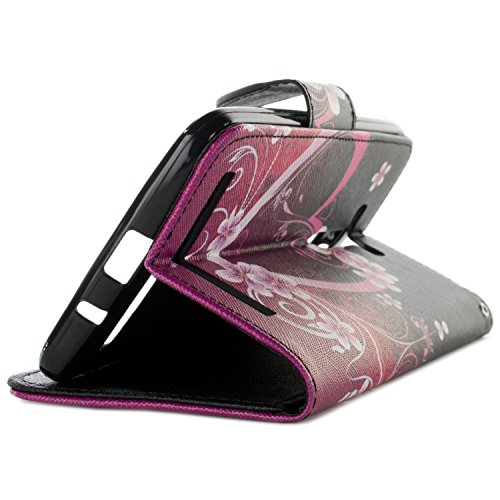 Asus Zenfone 2 Laser 5.5" Wallet Case, Coveron [Carryall Series] Flip Folio Card Slot Pouch Cover Screen Protector + Strap Case For Asus Zenfone 2 Laser 5.5 - Purple Love Heart #TOP2