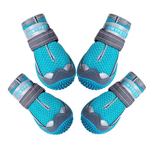 QUMY Dog Shoes for Hot Pavement Boots for Dogs Summer Heat Resistant Booties Mesh Breathable Nonslip with Reflective and Adjustable Straps 4PCS